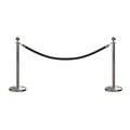 Montour Line Stanchion Post and Rope Kit Sat.Steel, 2 Ball Top1 Black Rope C-Kit-2-SS-BA-1-ER-BK-PS